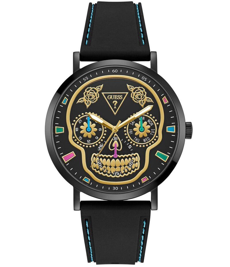 ゲス レディース アクセサリー 腕時計 Guess Mens Walker Chronograph Black Silicone Strap Watch Black ブラック
