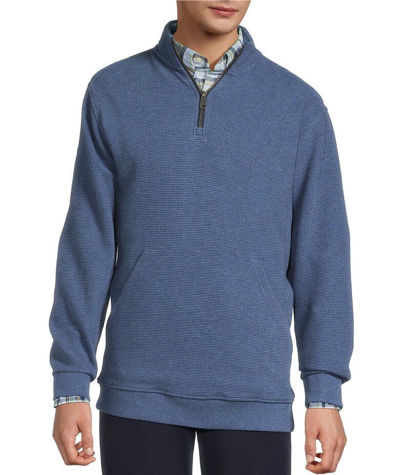 ラウンドトゥリーアンドヨーク メンズ アウター ニット・セーター ハーフジップ Roundtree Yorke Long Sleeve Solid Textured Quarter Zip Pullo