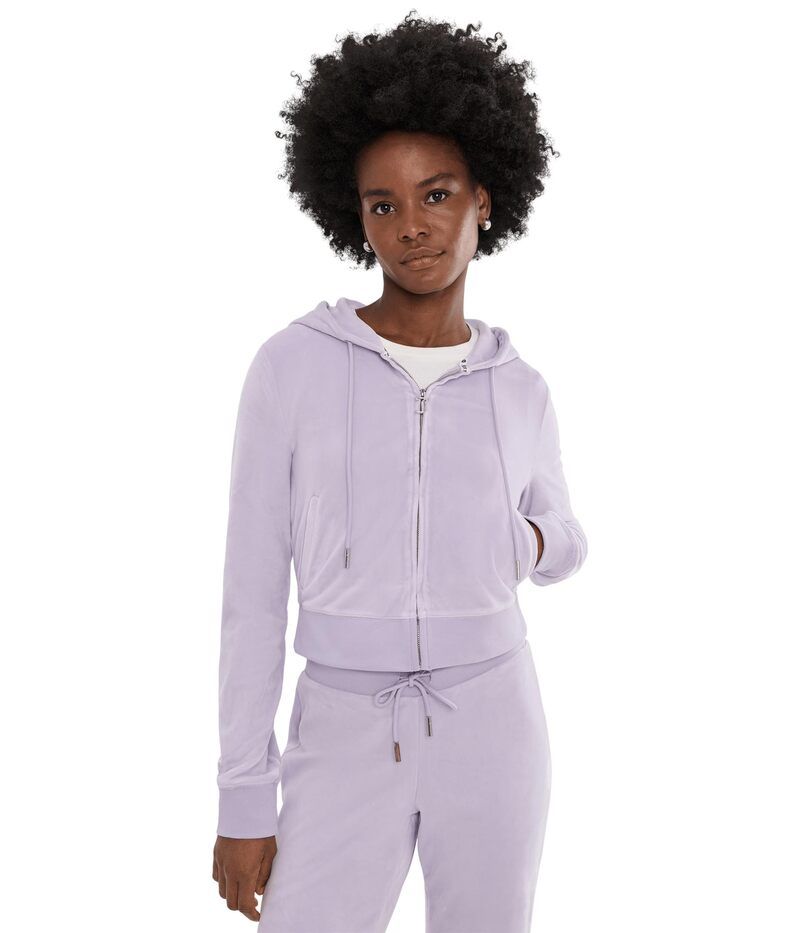 ジューシークチュール レディース アウター パーカー・スウェット Juicy Couture Luxe Velour Juicy Hoodie with Back Bling Orchid Petal