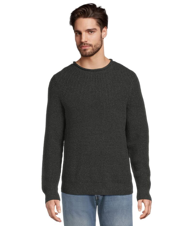 エルエルビーン メンズ アウター ニット・セーター コットン LLBean Organicotton Waffle Sweaterollneck Crew Faded Black ブラック