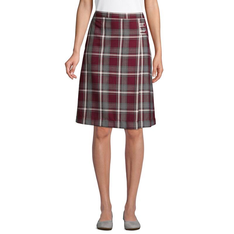 ランズエンド レディース ボトムスカート A ライン Womens Lands End Plaid Below the Knee Aline Skirt Burgundy Gray Plaid グレー