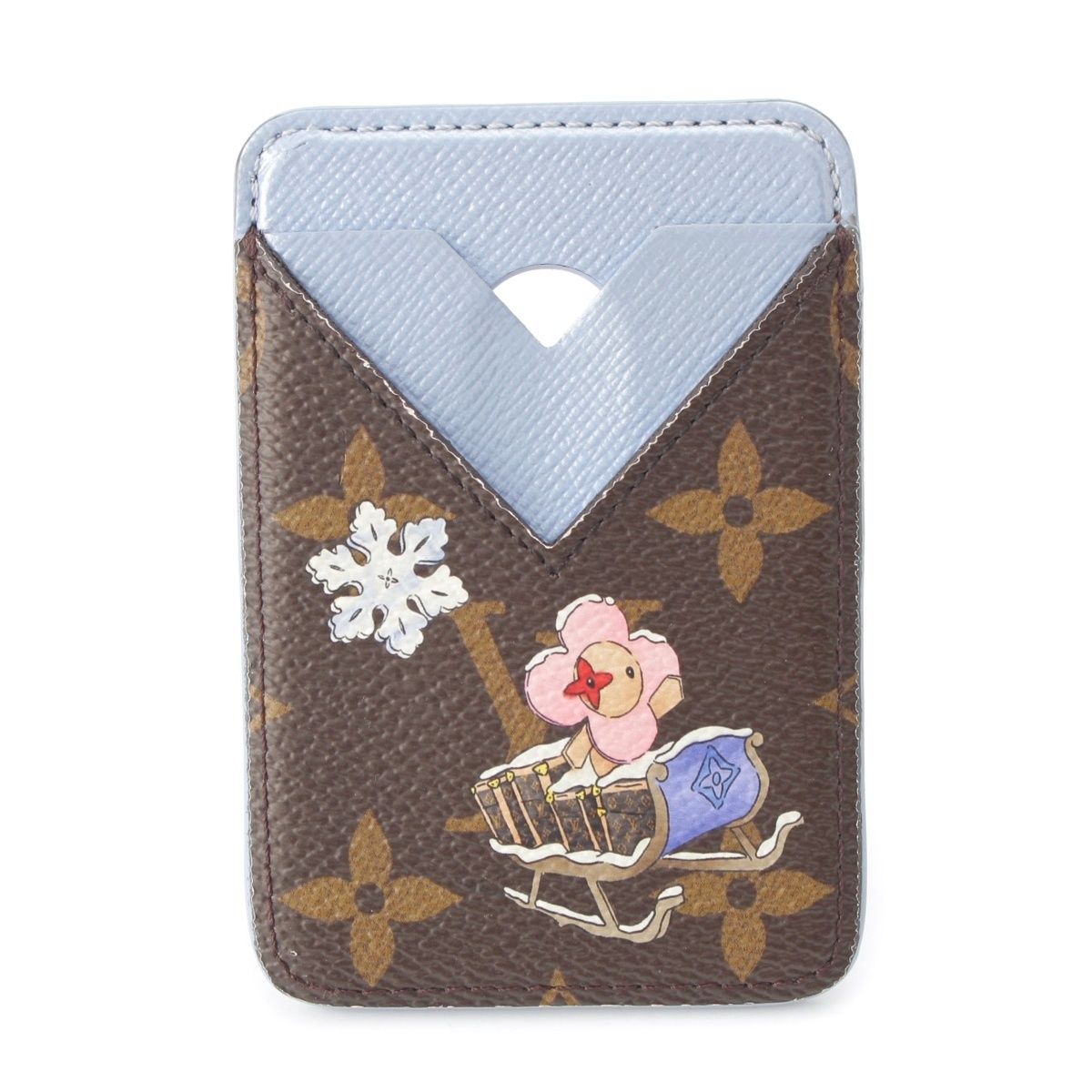 ルイヴィトン ポルト カルト マグネット モノグラム LV カードケース M26475 ブラウン×パープル【中古】