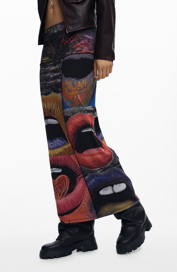 デジグアル レディース ボトムスカート マキシ グラフィック Desigual Graphic Maxi Skirt Black ブラック