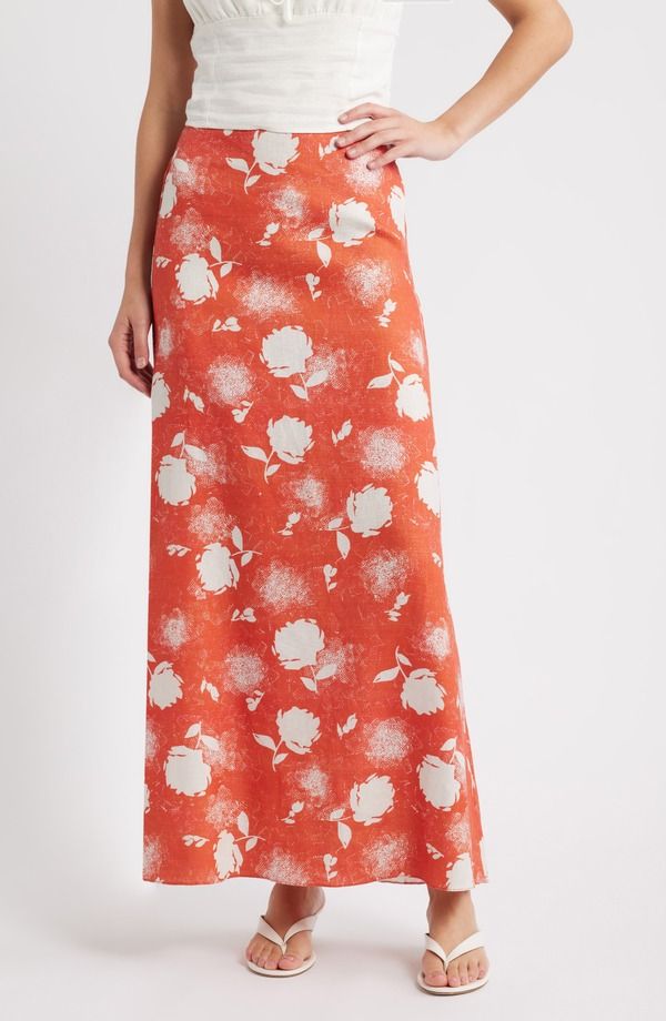 フェイスフルザブランド レディース ボトムスカート フラワー柄 リネン マキシ フラワー Faithfull the Brand Martina Floralinen Maxi Skirt Sunro