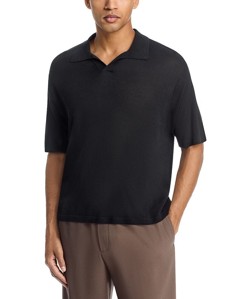フレーム メンズ アウター ニット・セーター ポロシャツ FRAME Superfine Short Sleeve Polo Sweater Black ブラック