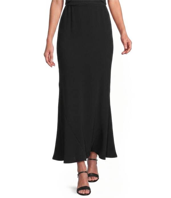 キャロライン ローズ レディース ボトムスカート クレープ Caroline Rose Matte Crepe Flat Front Elastic Waist Flare Hem Long Skir