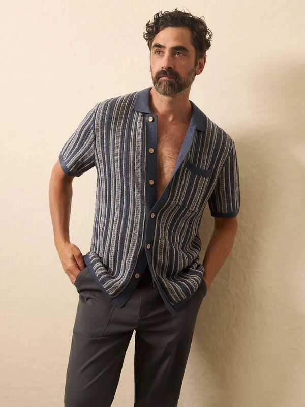 ファレティ メンズ アウター ニット・セーター シャツ Faherty Mensweater Short Sleeve Shirt River Cliffstripe ストライプ