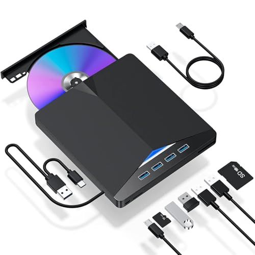 ROOFULL ブルーレイドライブ 外付け 【7 in 1】 USB3.0＆Type-C対応 薄型軽量 blu-ray プレイヤー 外付けブルーレイプレーヤーライブ blu-ray 外付けドライブ BD/DVD/VCD/CD BDXL・M-DISC対応 Wys