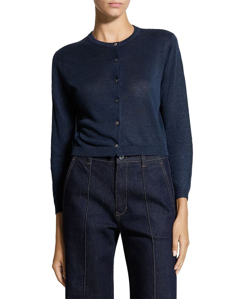 セオリー レディース アウター カーディガン Theory Crop Cardiganocturnal Navy ネイビー