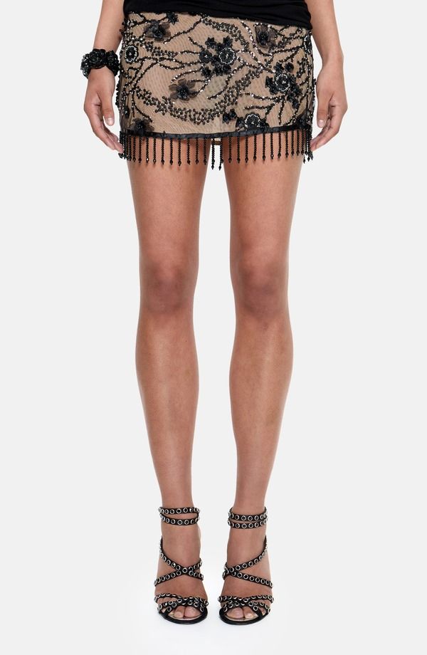 ジェーデッド レディース ボトムスカート ミニ JADED LONDON Ellora Embellished Miniskirt Beige ベージュ