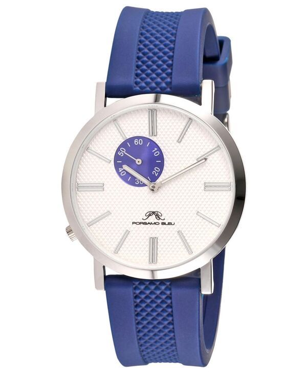 ポルサモンブリュー メンズ アクセサリー 腕時計 Porsamo Bleu Mens Bennett Silicone Band Watch 1461FBER Silver tone and blue