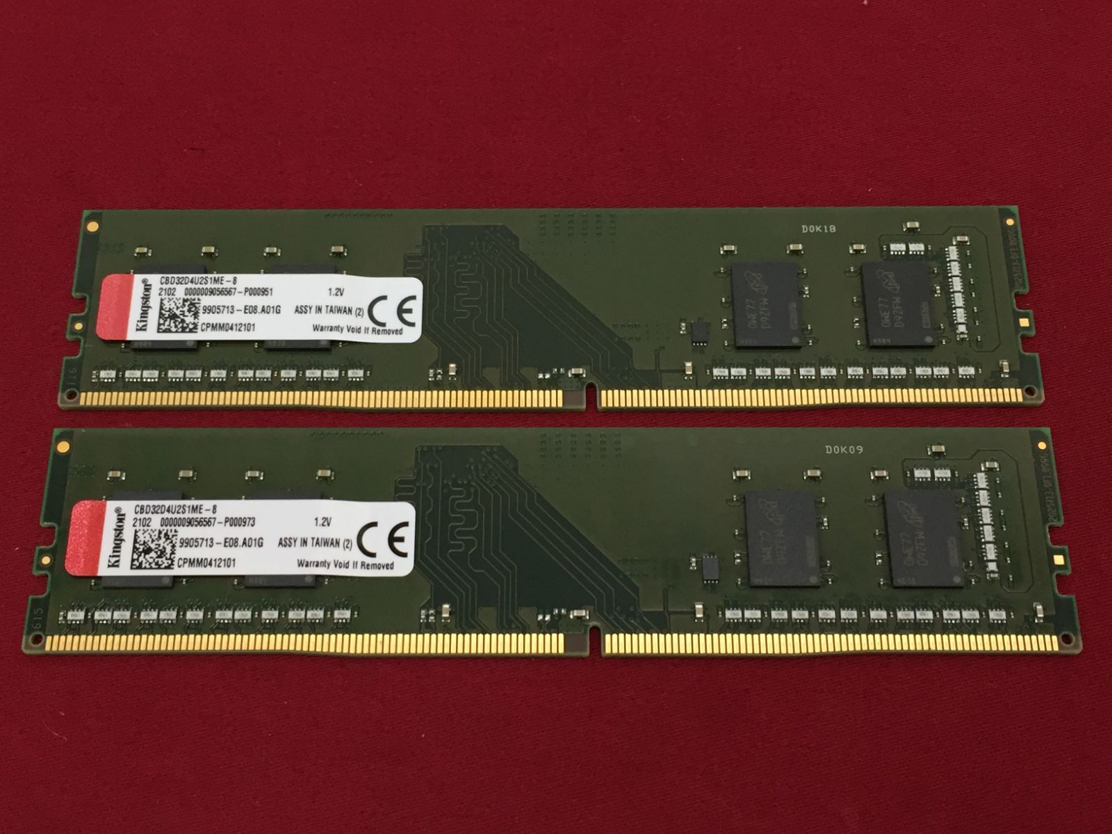 【カメ】【動作確認済】KINGSTON DDR4-3200 8GB メモリー 2個 まとめ 707 memory