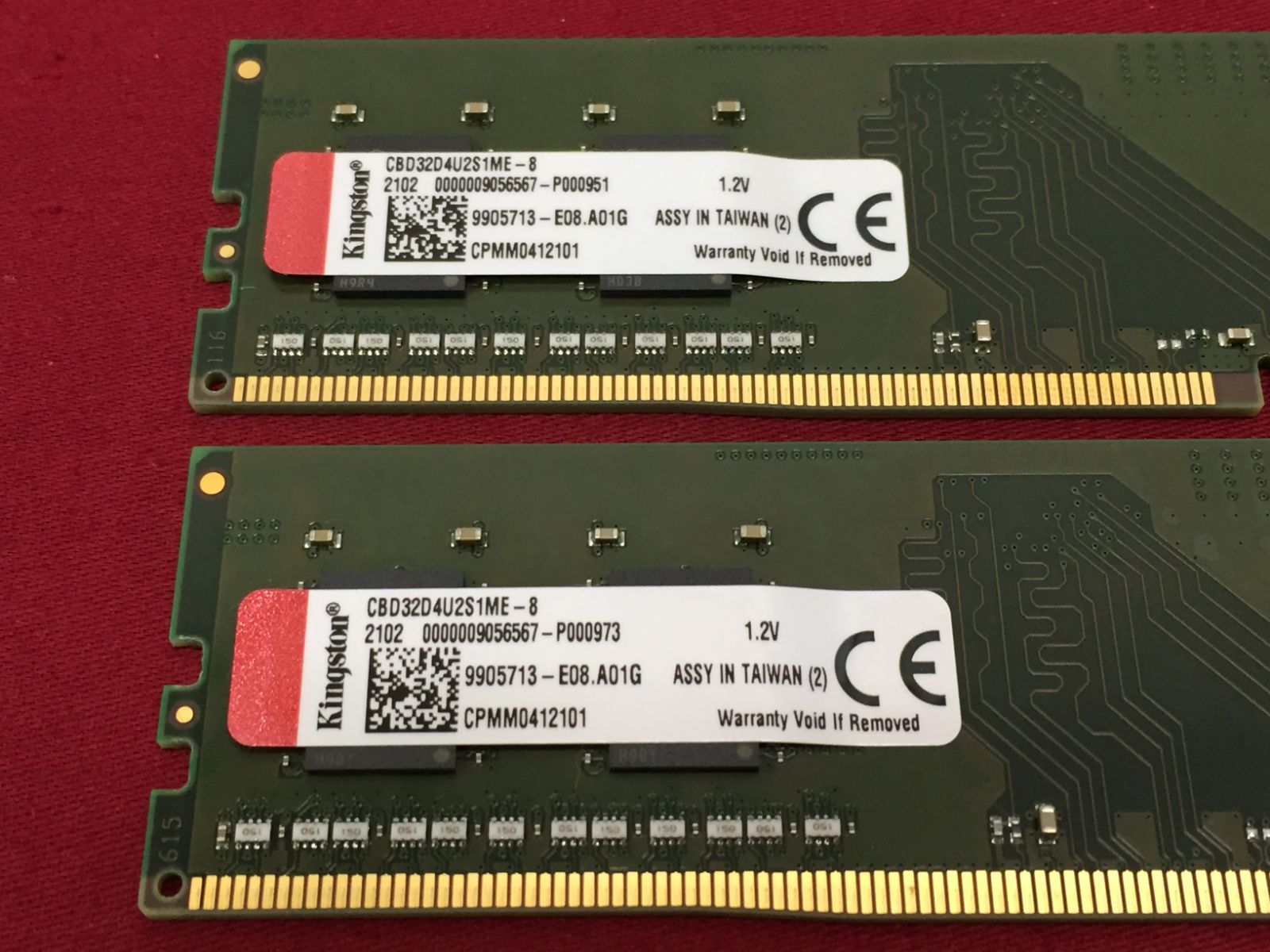 カメ】【動作確認済】KINGSTON DDR4-3200 8GB メモリー 2個 まとめ 707