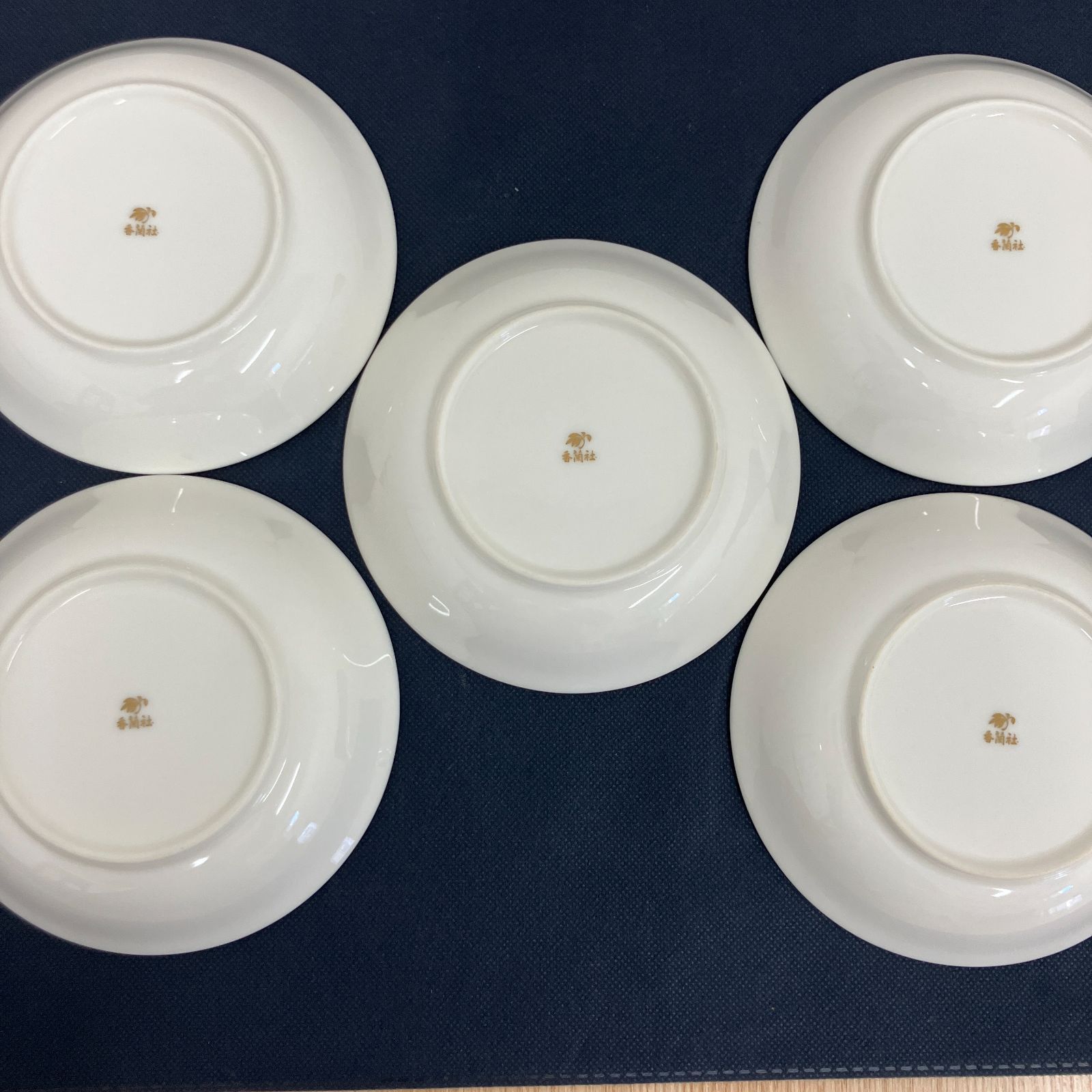 441301118807】中古 香蘭社 KORANSHA 銘々皿 小皿 5枚セット グリーン