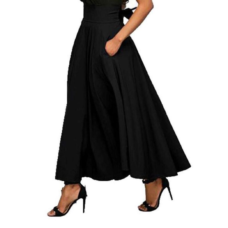 ボディサイズ レディース ボトムスカート A ライン ハイウエスト アンクル マキシ BODDYSIZE Womens Casual Anklengthigh Waist Aline Flowy Lo