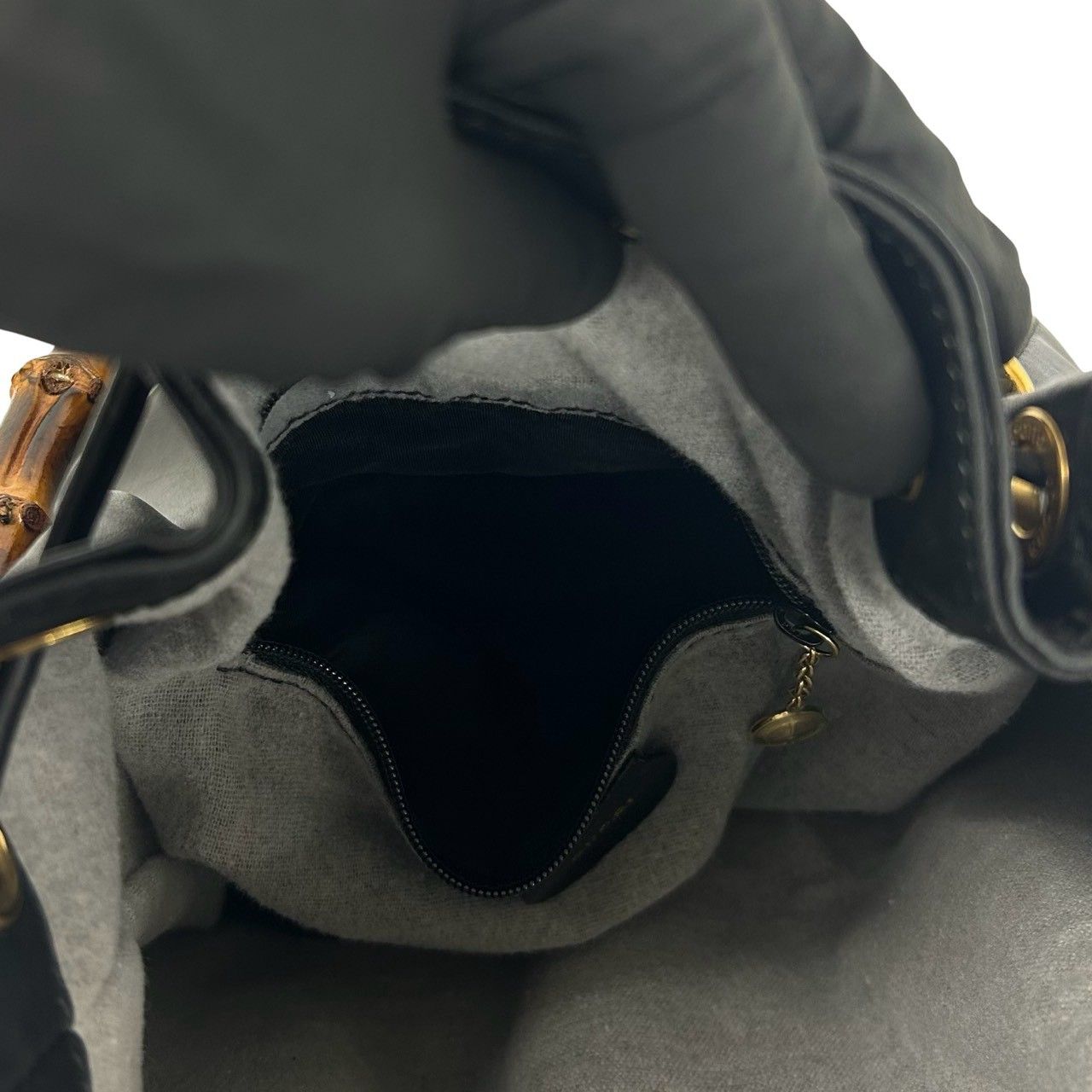 極 美品 GUCCI グッチ オールドグッチ バンブー ロゴ 金具 レザー 本革