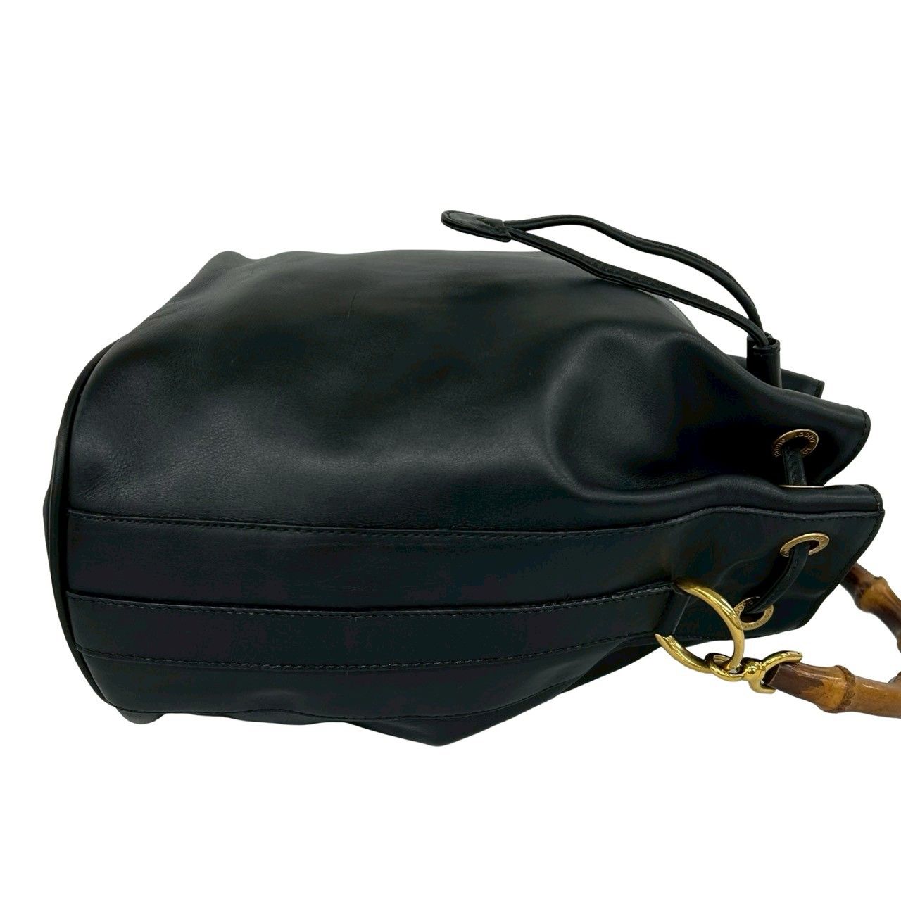 極 美品 GUCCI グッチ オールドグッチ バンブー ロゴ 金具 レザー 本革