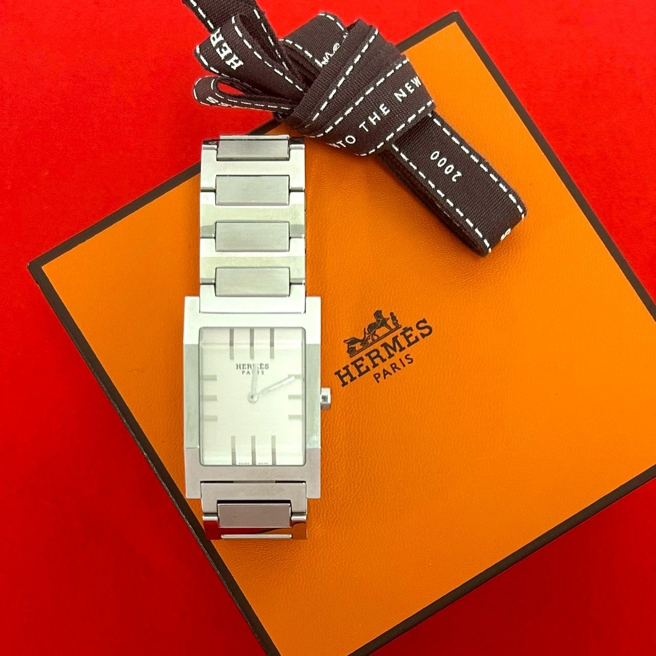 稼働品 極 美品 箱付き HERMES エルメス タンデム ステンレススチール