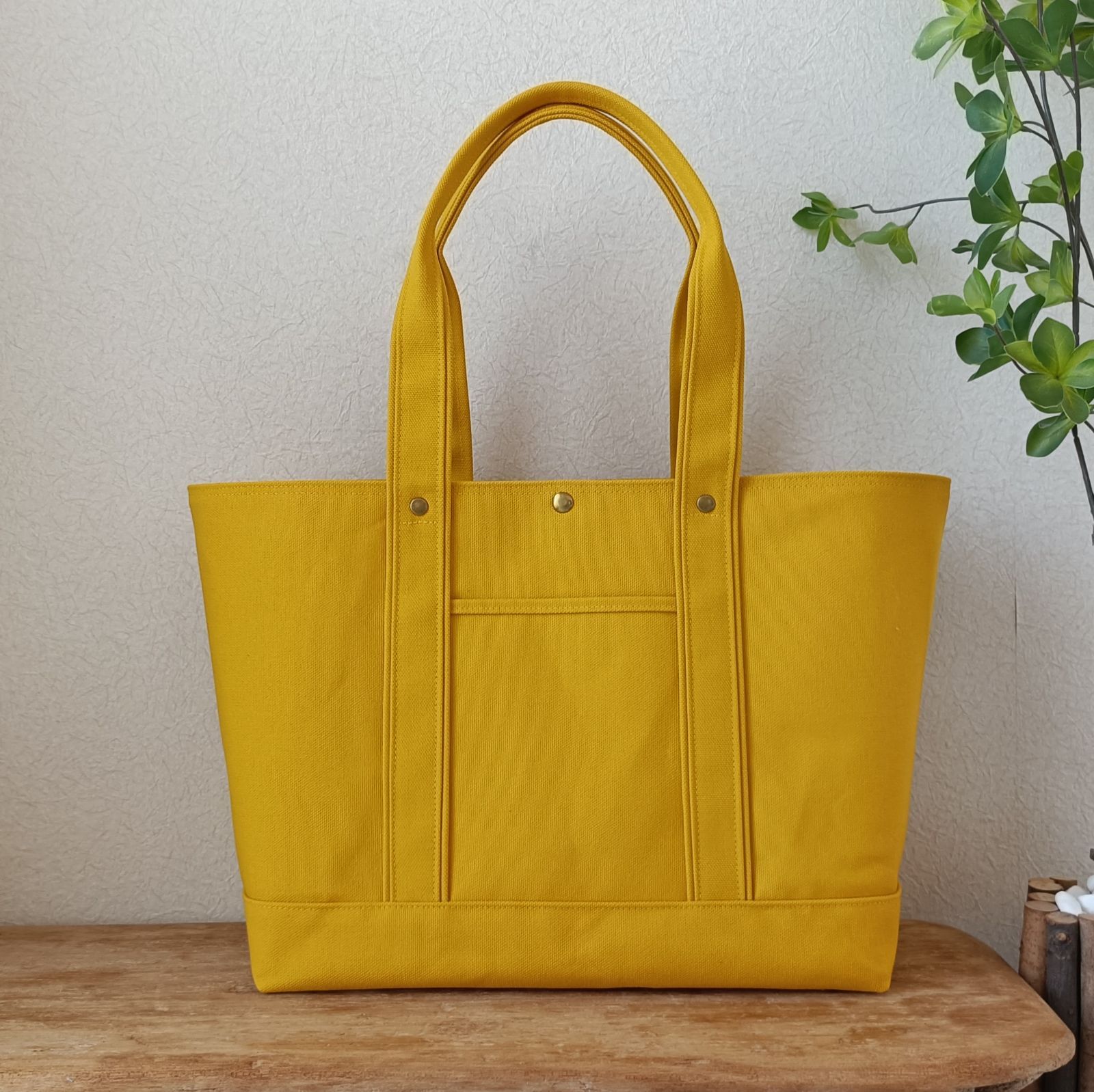 588. 8号帆布トートバッグ BIG マスタードイエロー 全面8号帆布2重