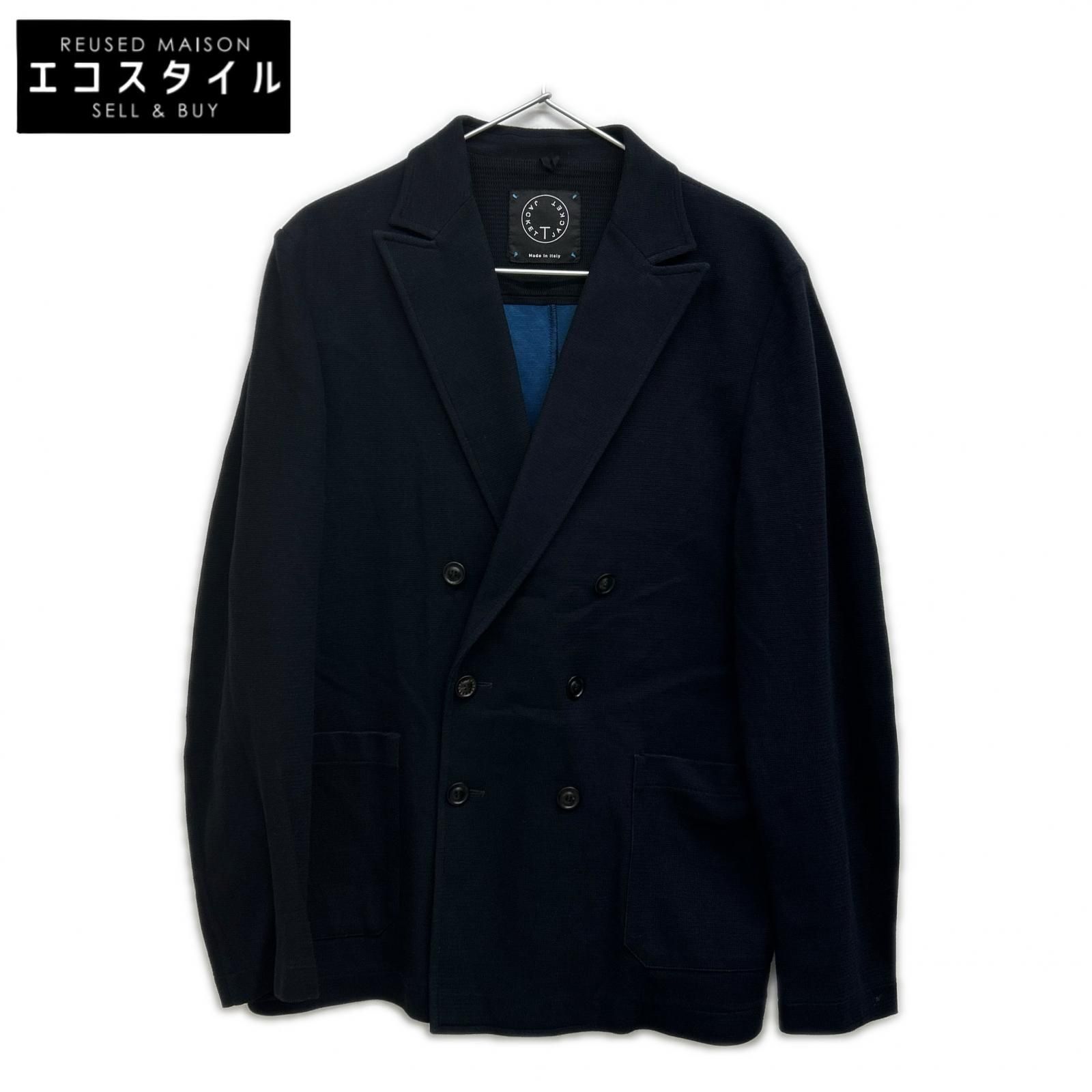 最終値下！T-JACKET ティージャケットテーラードジャケットネイビー無地 T-JACKET ティージャケット ネイビー コットン テーラードジャケット