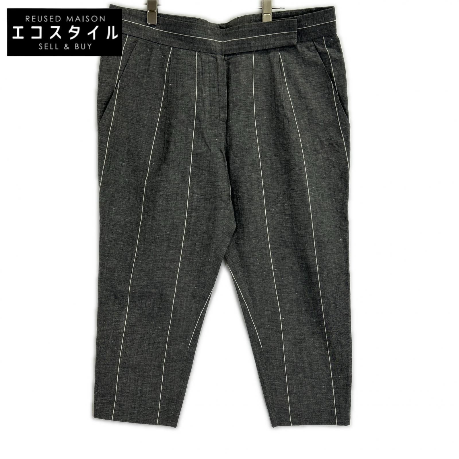 BRUNELLO CUCINELLI ブルネロクチネリ グレー リネン 8分丈パンツ 44