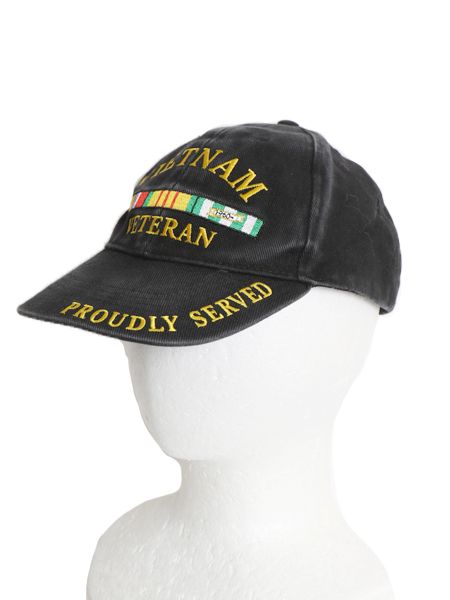 [Special coupons are being distributed!] 90s military embroidery baseball cap free size vintage hat old cotton twill military trucker hat vietnam black