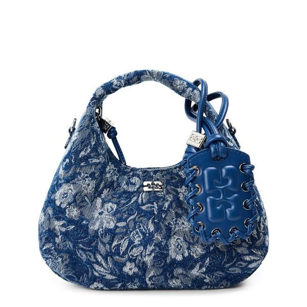ガニー レディース バッグ デニム Ganni Womens Tapestry Denim Hobo Bag Mid Blue Vntage ブルー