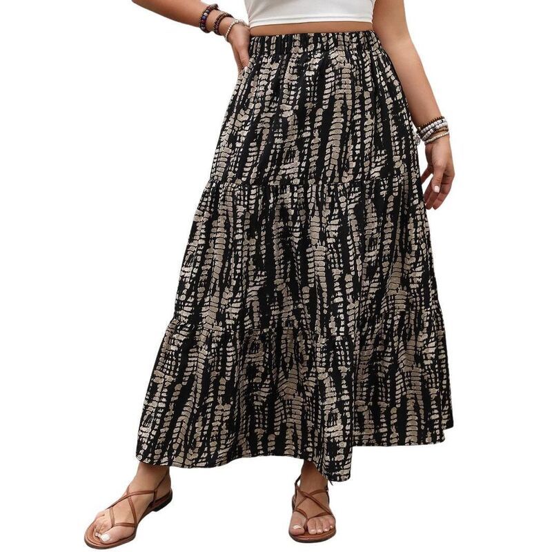 セオリア レディース ボトムスカート ティアード マキシ Seoria Womens Tie red TieDye Maxi Skirt Black ブラック