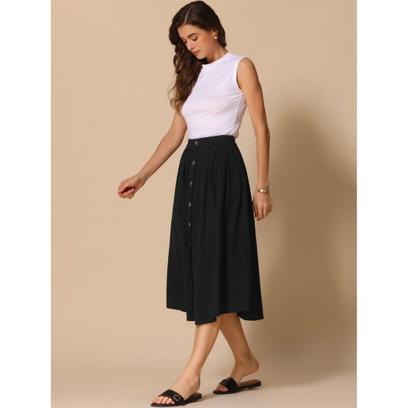 インスパイア シック レディース ボトムスカート A ライン プリーツ ミディ INSPIRE CHIC 2 Packs ALine Casual Midi Skirt for Womens Plea