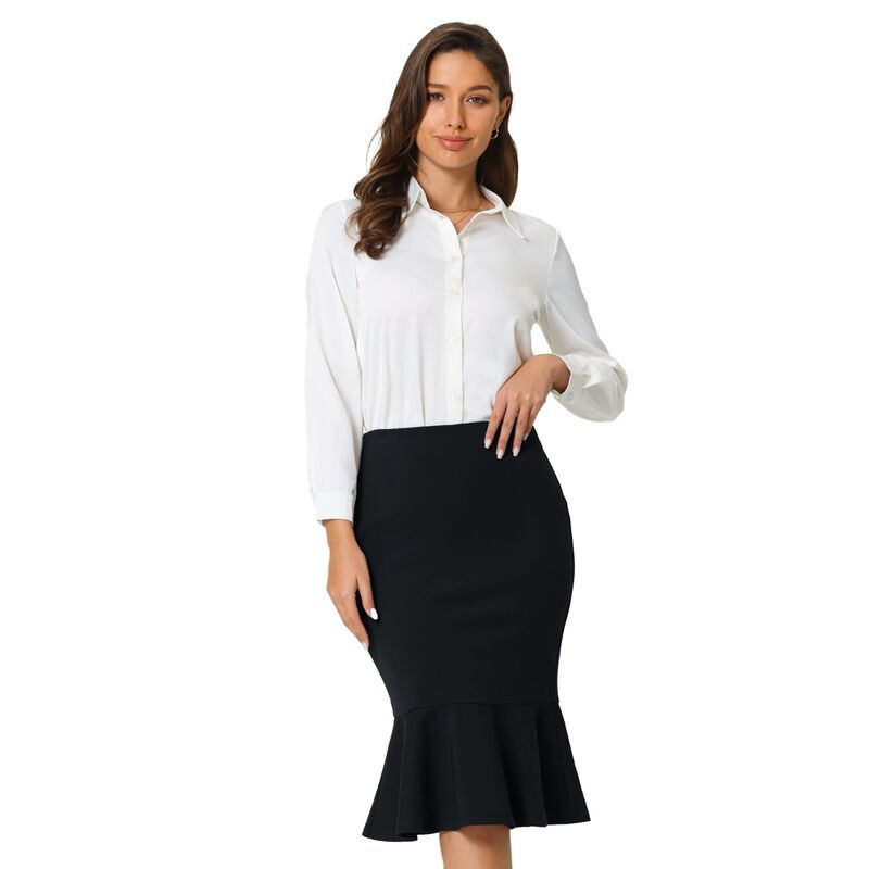 ホンベティ レディース ボトムスカート ハイウエスト Hombety Womens Fishtail Skirt Stretchy High Waist Office Work Bodycon Pen