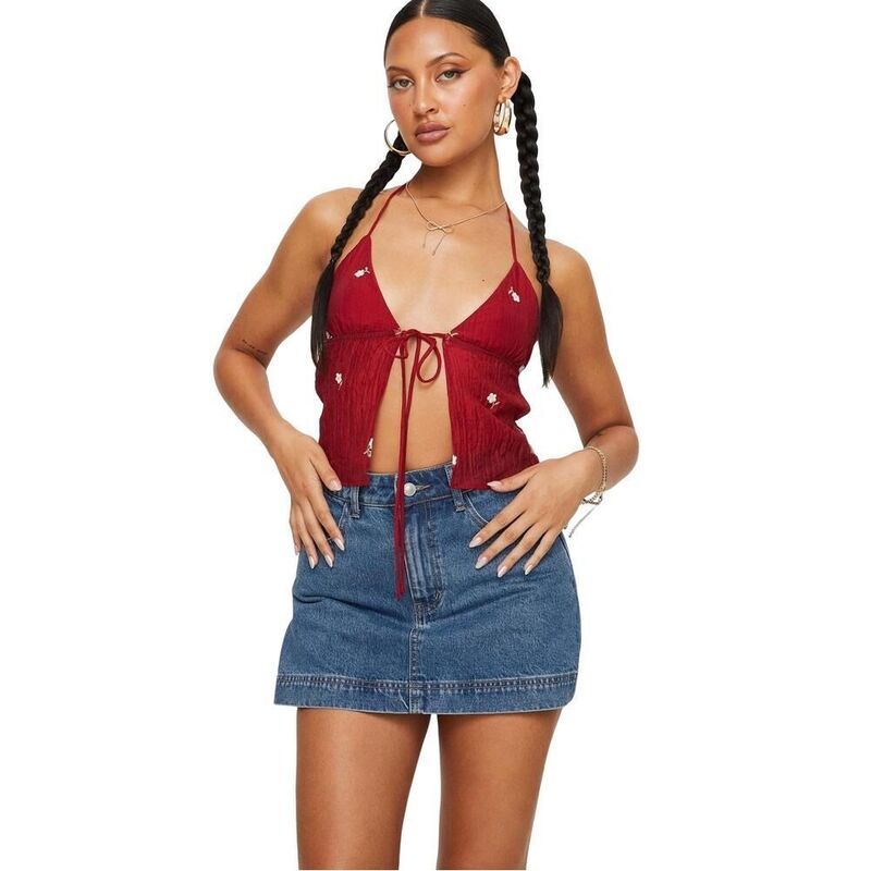 エリートチョイス レディース ボトムスカート ミニ デニム Elitechoice Womens Denim Skort Mini Skirt Style with Pockets Deep Blue