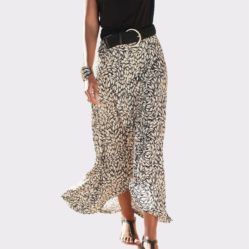 ラスカーナ レディース ボトムスカート プリント Lascana Womens High Low Printed Skirt Black And Taupe ブラック