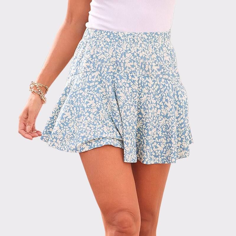 ラスカーナ レディース ボトムスカート フラワー柄 プリント フラワー Lascana Womens Floral Print Skort Blue Ivory アイボリー