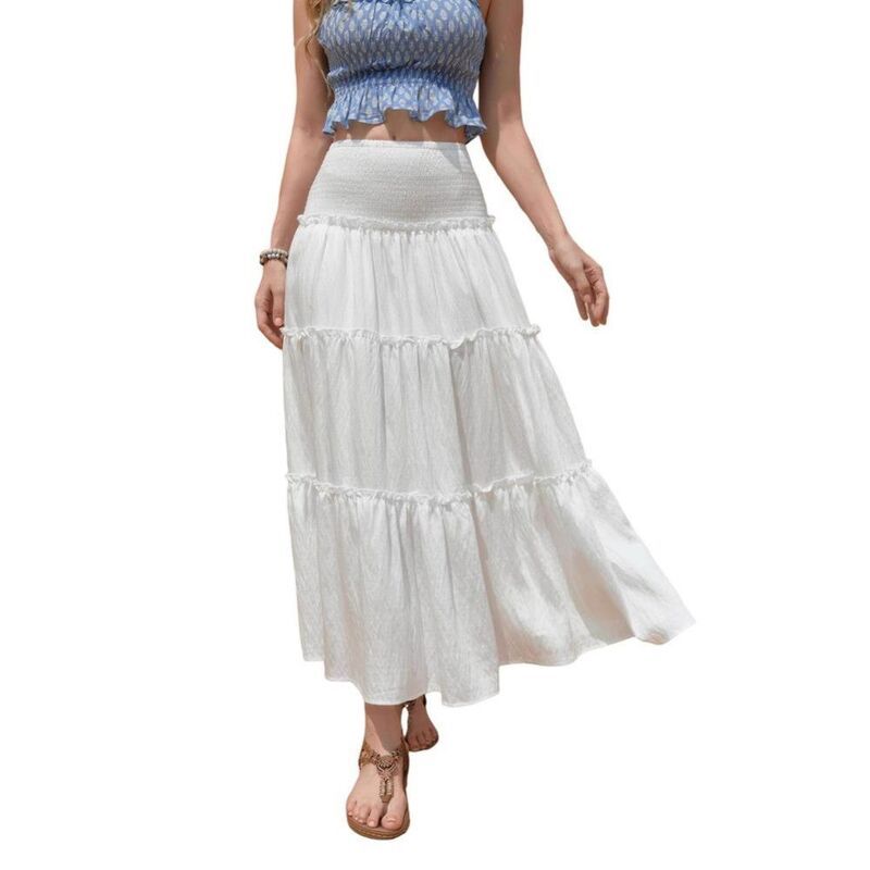 イエスファッション レディース ボトムスカート ティアード A ライン ハイウエスト マキシ Yesfashion Long Skirts for Women Boho Maxi SkirtSwing