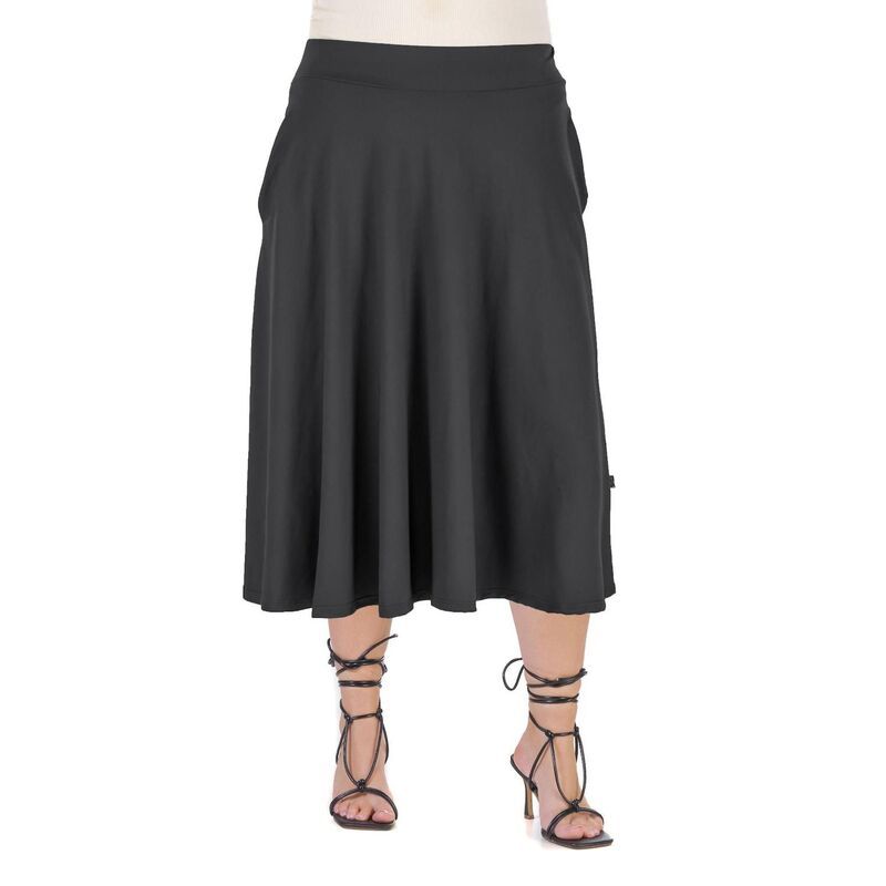 24 セブンコンフォート レディース ボトムスカート プラスサイズ プリーツ ミディ Plusize 24seven Comfort Apparel Pleated Midi Skirt Black