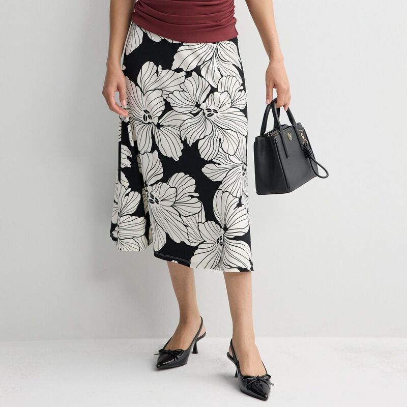 ナインウェスト レディース ボトムスカート ミディ ニット Womens Nine West Knit Midi Skirt Black Zarina Blooms ブラック