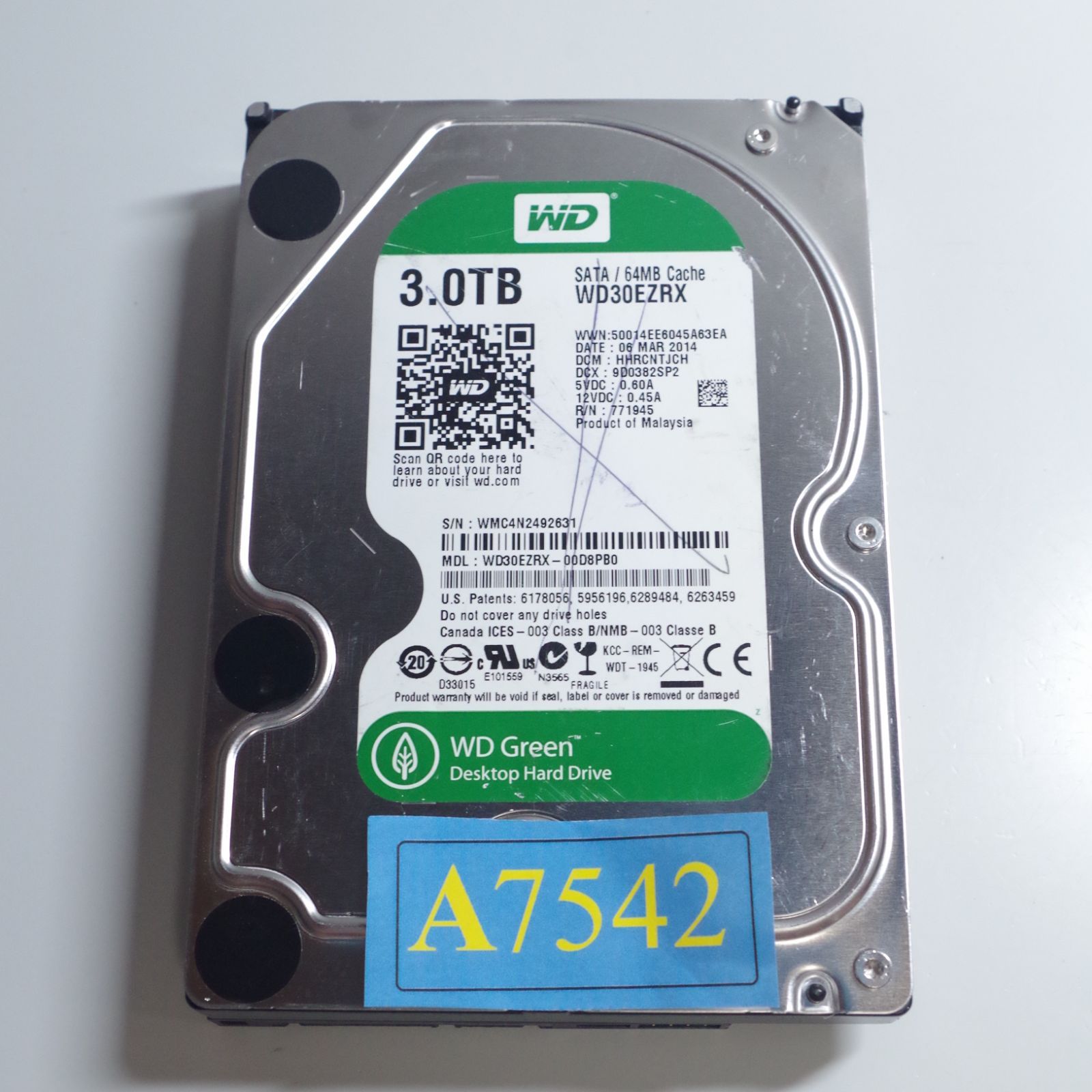 WD Green 3TB HDD WD30EZRX 正常品 3.5インチ - メルカリ
