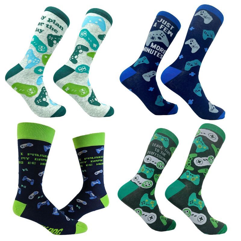 クレイジードッグ Tシャツ メンズ アンダーウェア 靴下 グラフィック Crazy Dog TShirts Mens Funny Video Game Socks Bundle 4 Pack Sock
