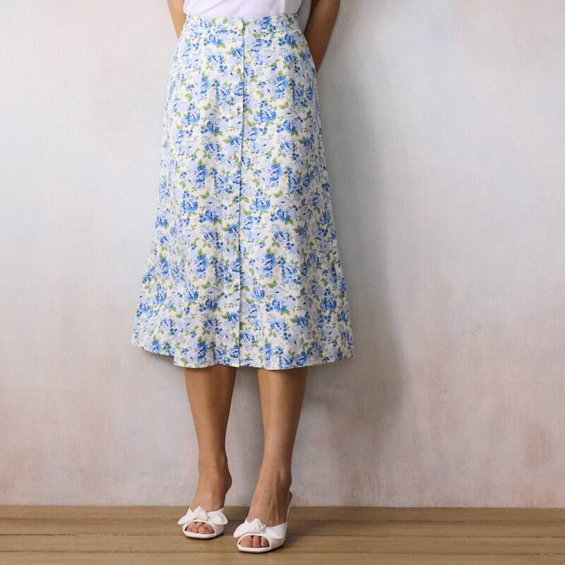 LC Lauren Conrad レディース ボトムスカート プチ ミディ Petite LC Lauren Conrad Button Front Midi Skirt Blue Bonnie Bl