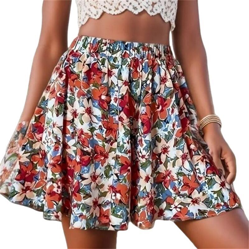 イエスファッション レディース ボトムスカート A ライン フラワー柄 プラスサイズ フリル ミニ フラワー Yesfashion Womens Plusize Floral A Line Ruffl