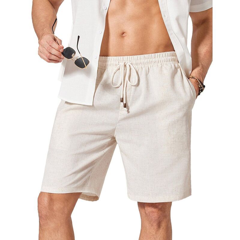 クーファンディ メンズ ボトムス ハーフパンツ・ショーツ ショートパンツ リネン COOFANDY Mens Linen Shorts 9 Casual Beach Shorts Elastic Wa