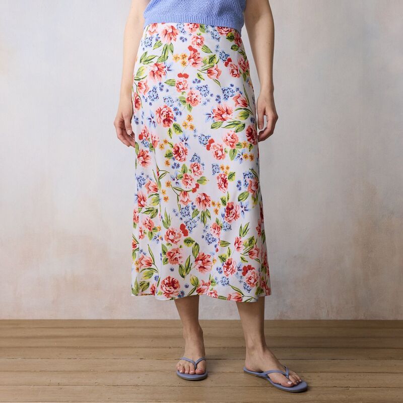 LC Lauren Conrad レディース ボトムスカート ミディ Womens LC Lauren Conrad Midi Slip Skirt Blue Amalfi Garden ブルー