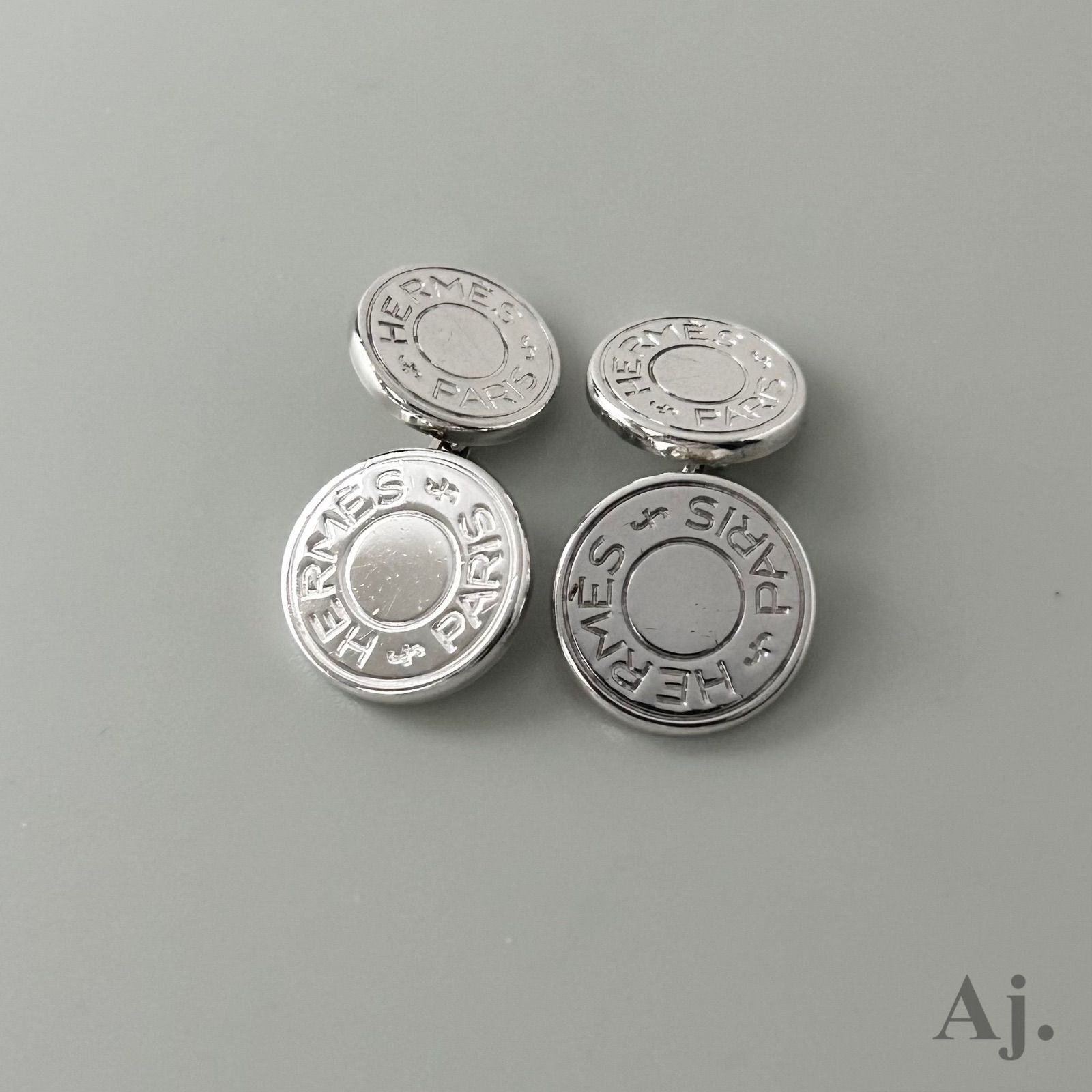 【使用感有】 エルメス セリエ チェーン カフス カフリンクス Silver 925 HERMES