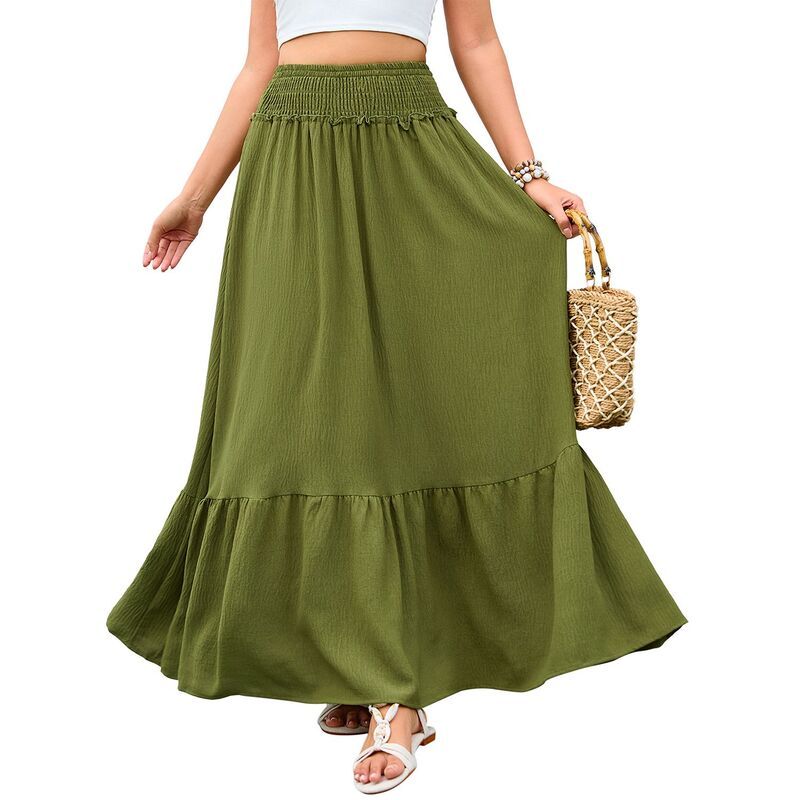 クリアフラワー レディース ボトムスカート ティアード ハイウエスト シャーリング マキシ ClearFlower Womens Tie red Flowy Maxi Skirt Smocked Hi 8,745円
