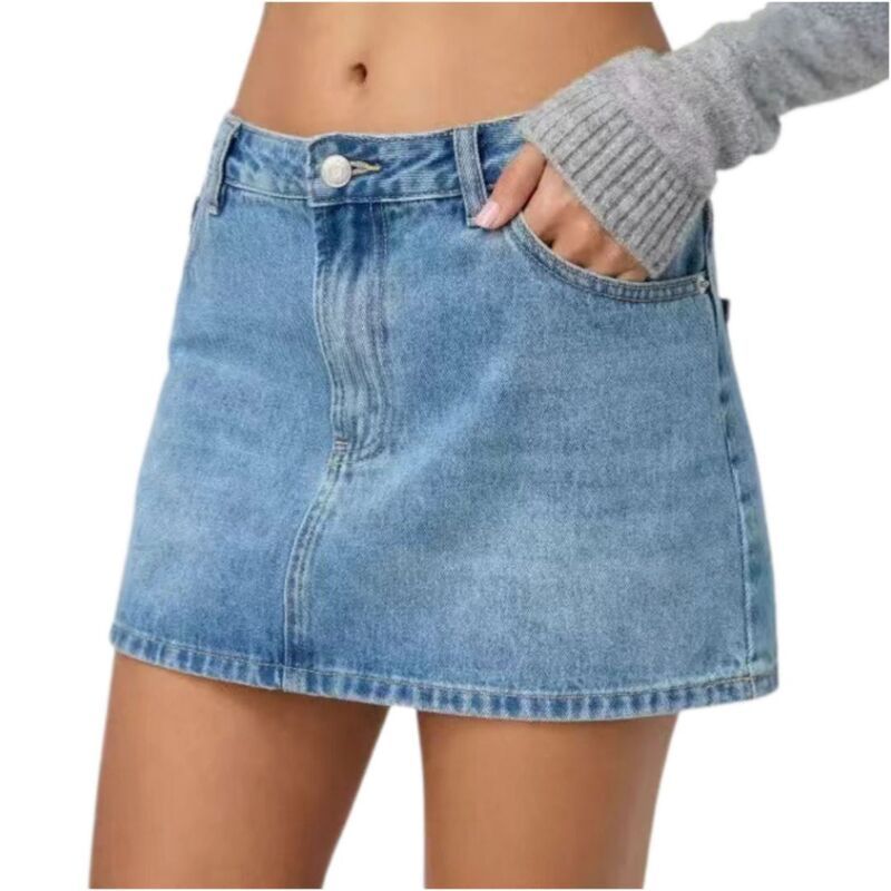 イエスファッション レディース ボトムスカート デニム ローライズ Yesfashion Womens Denim LowRise Stretch Skirt with PocketsWestern