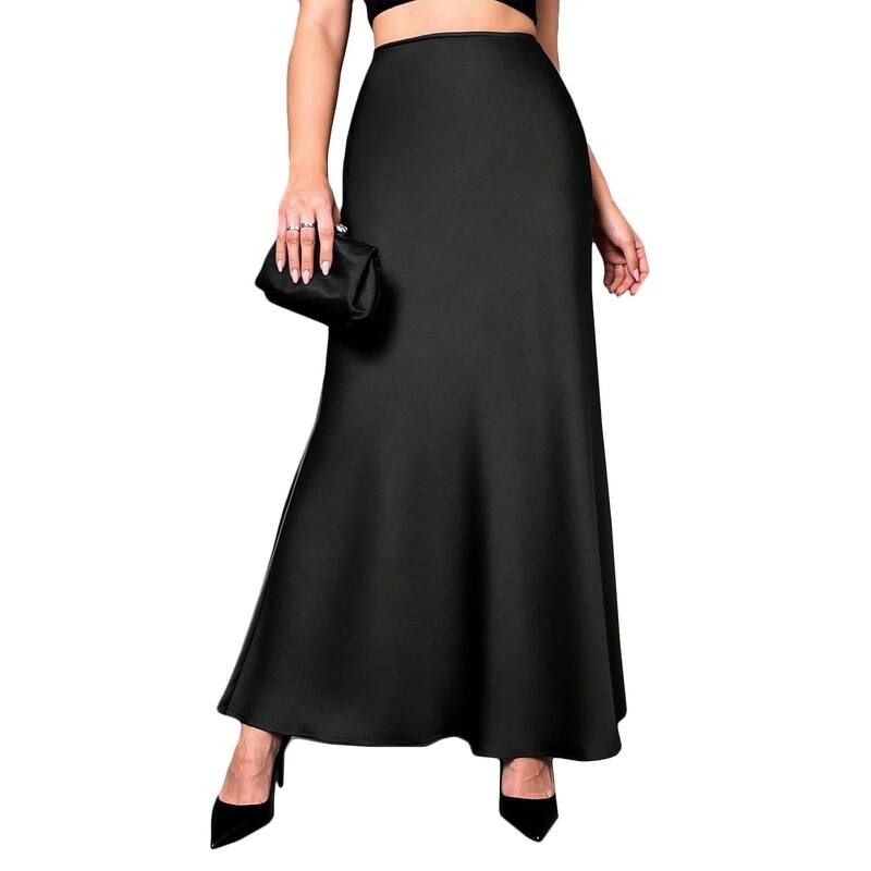 エリートスピリット レディース ボトムスカート ハイウエスト サテン シルク マキシ EliteSpirit Womensatin High Waist Maxi Skirt Flowy Mermai