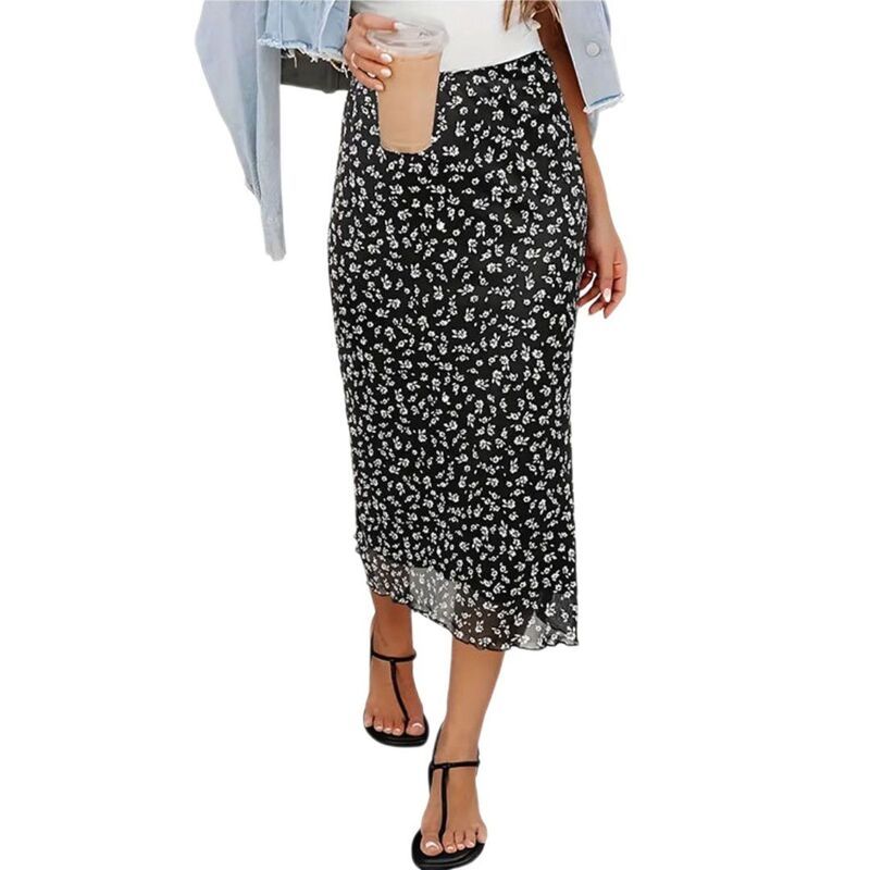 イエスファッション レディース ボトムスカート ヴィンテージ フラワー柄 プリント フラワー Yesfashion Women s Floral Print Casual High Elastic W
