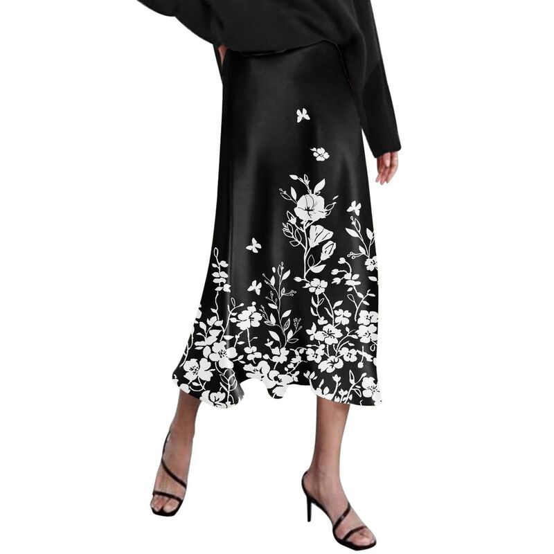 ジーグー レディース ボトムスカート ハイウエスト ミディ サテン シルク Zeagoo Women Satin Skirts for Women Silk Midi Length Skirt Hig