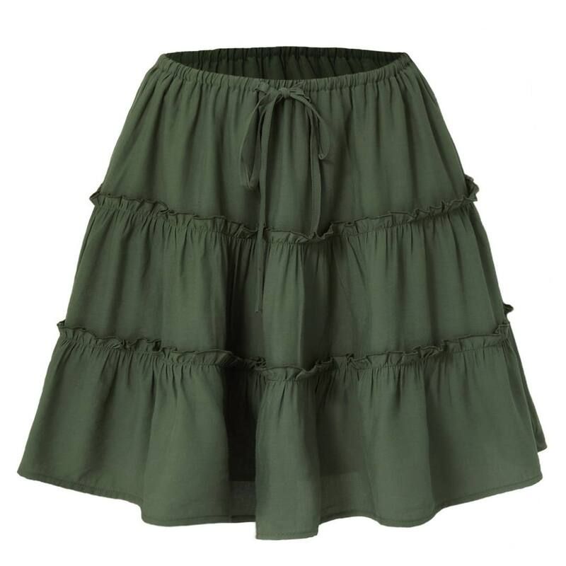エリートスピリット レディース ボトムスカート フリル ミニ ショートパンツ ハイウエスト EliteSpirit Women s HighWaist Flowy Skort with Ruffle