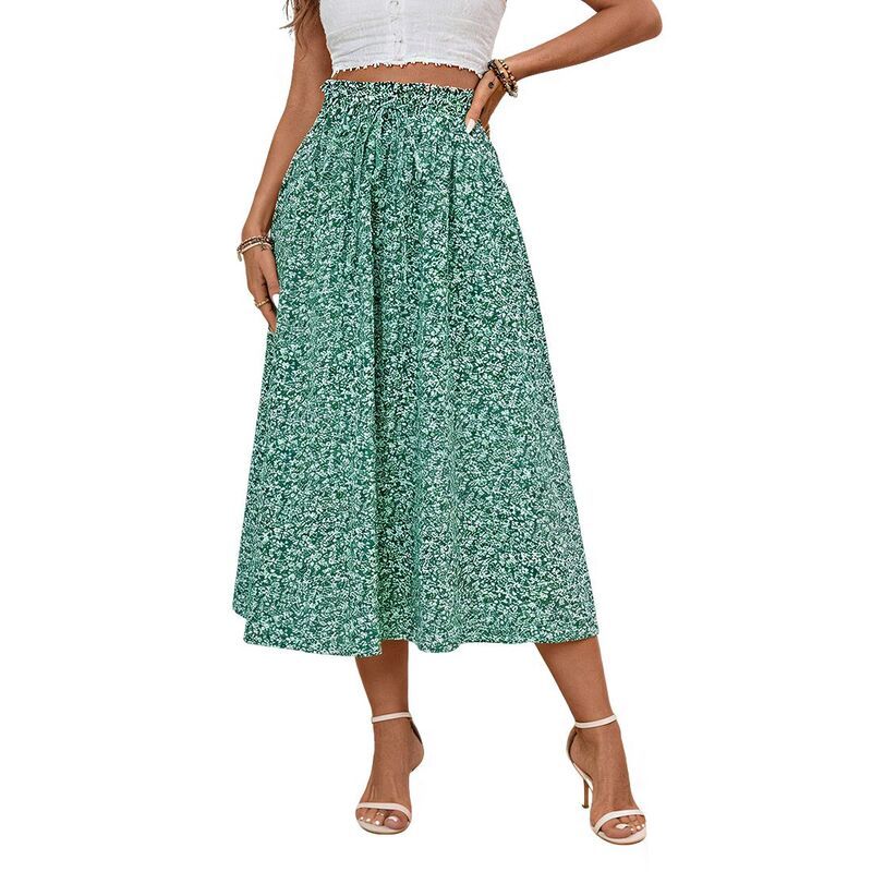 クリアフラワー レディース ボトムスカート ミディ シャーリング ClearFlower Womenskirtsmocked Waistie Front Flowy Lightweight Midi